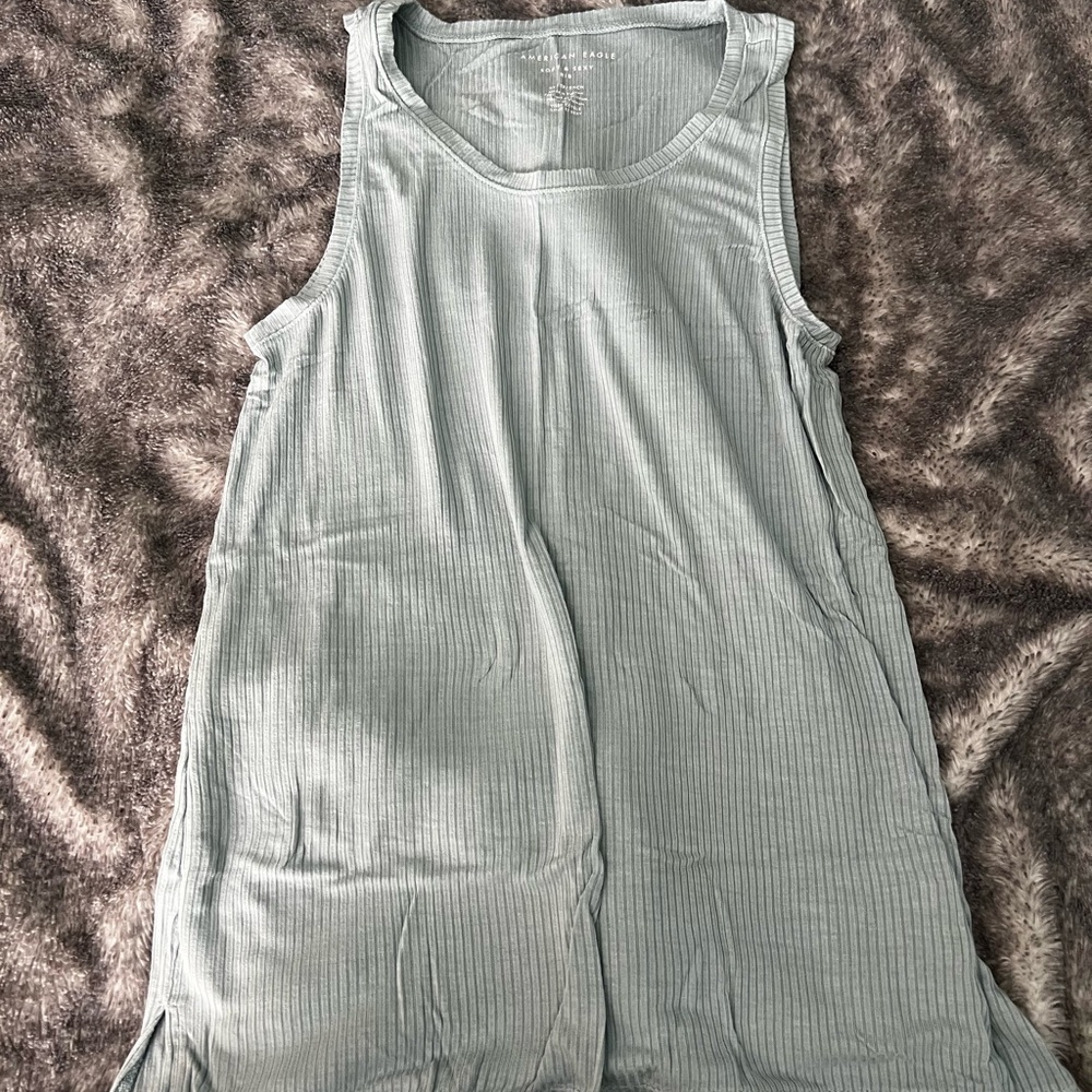 American Eagle Outfitters Green Ribbed Relaxed Tank Top